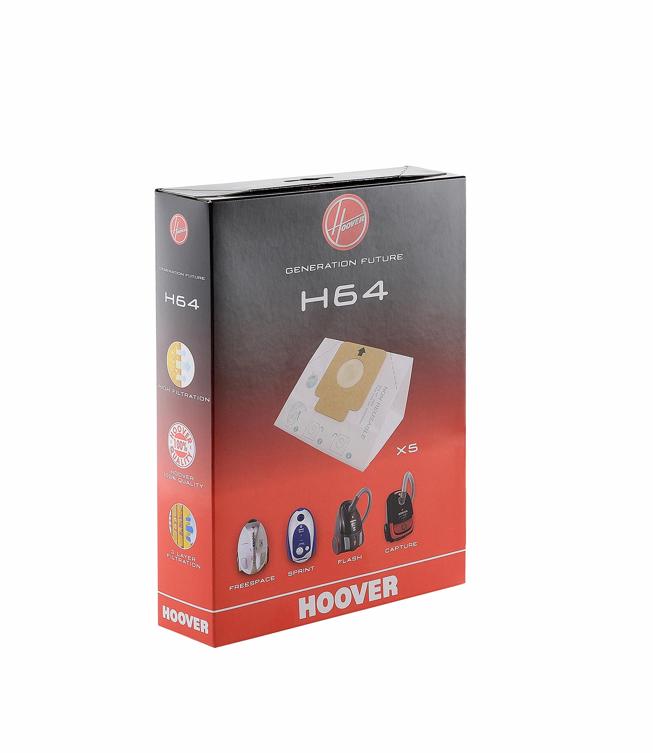 Hoover Oryginalna papierowa torba H64 na Freespace, Sprint, Flash Cylinders