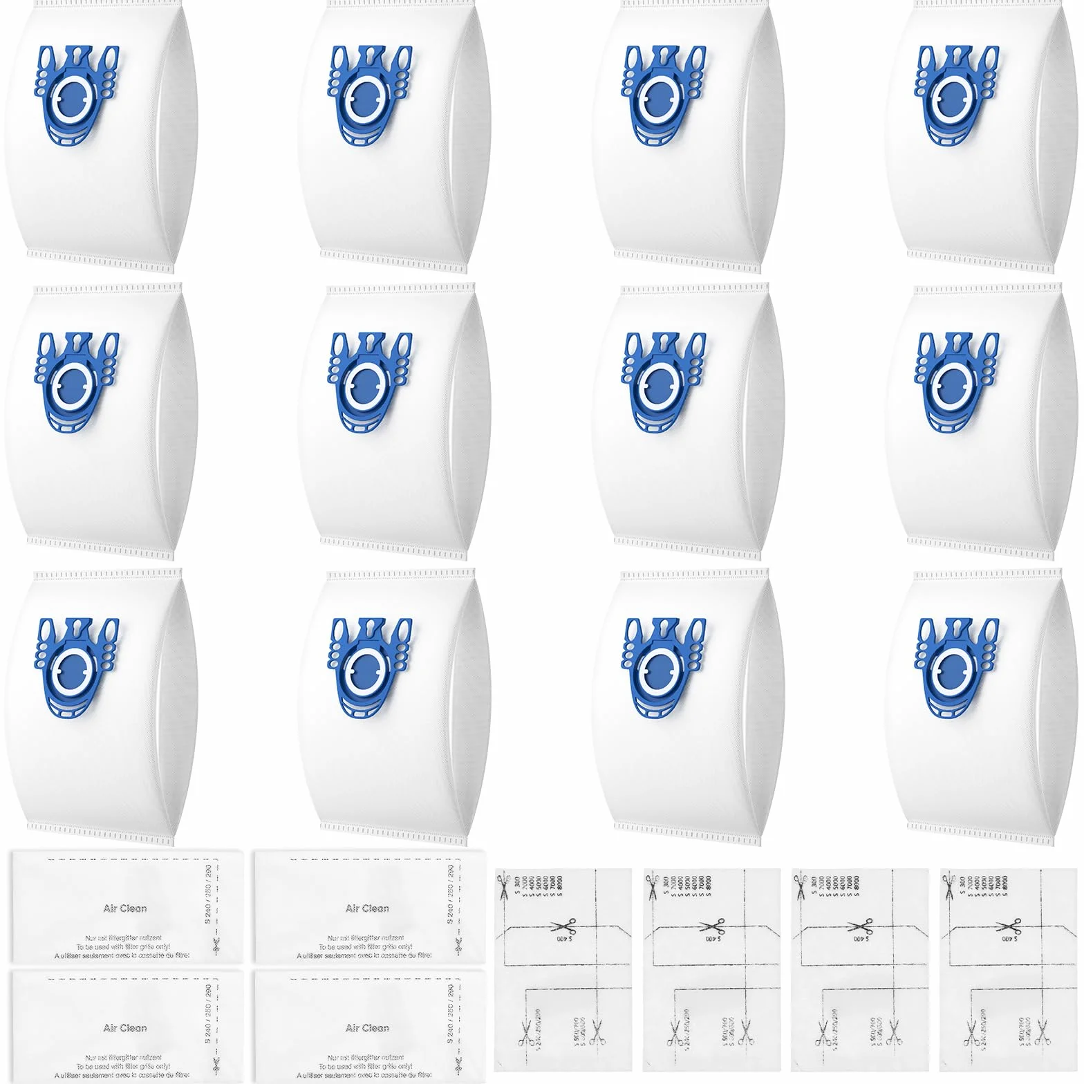 12 sztuk worków GN do odkurzacza Miele Classic C1, Complete C1, Complete C2, Complete C3, S227, S240, S270, S400, S2, S5, S8 Series odkurzacz z 3 filtrami ochronnymi silnika, 3 filtry powietrza