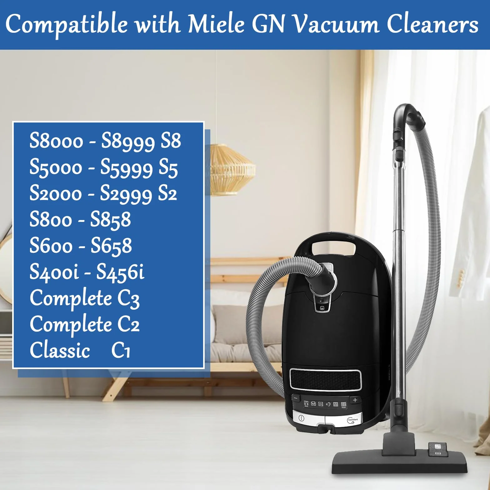 16 sztuk worków do odkurzacza Miele GN 3D Classic C1 Complete C2 C3, S227, S600, S5000 i S8000 Series Worki na kurz, wydajne worki z 4 filtrami powietrza wylotowego i 4 filtrami ochronnymi silnika