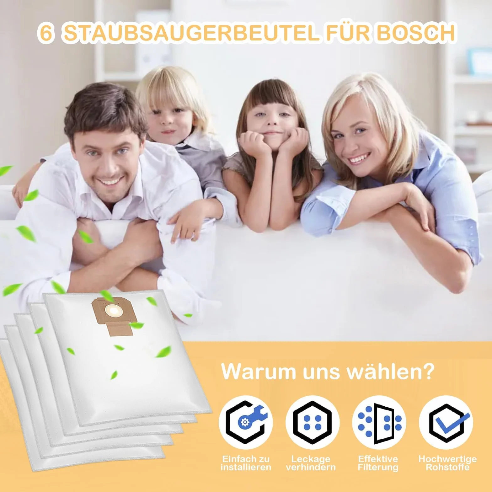 6 worków do odkurzacza do GAS 35 M AFC/ 35 L AFC/ 35 L SFC+, Bosch worek z włókniny filtr część zamienna Bosch 2607432037