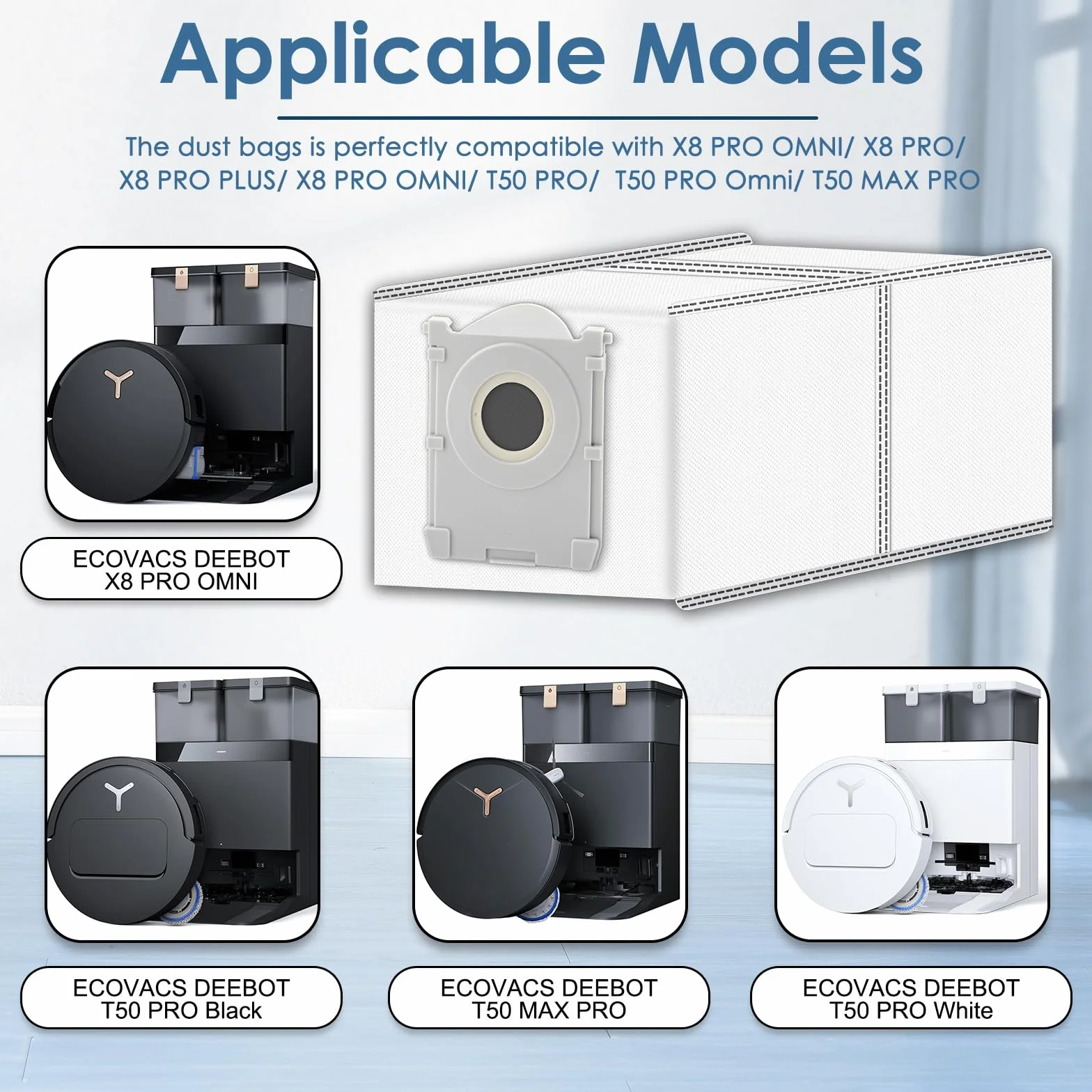 (20 sztuk) X9 PRO Omni zapasowe worki do odkurzacza do Ecovacs Deebot X8 Pro OMNI/ T50 PRO Omni/ X8 Omni/ T80 Omni/ X9 Pro Omni odkurzacz robot, warstwa filtra z węglem aktywnym, worki jednorazowe