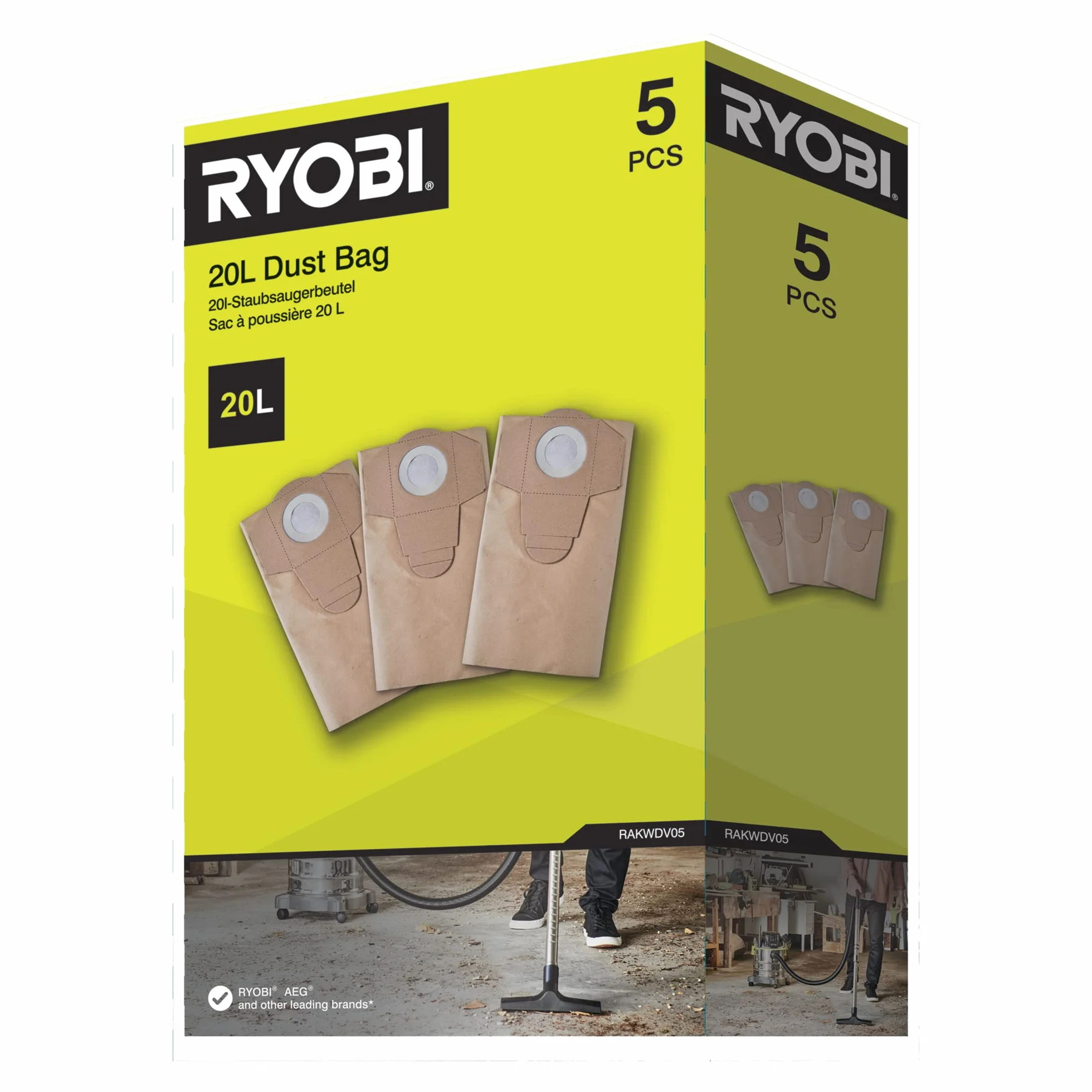 Ryobi Zestaw Worków do Odkurzacza, R18WDV, 5 Sztuk