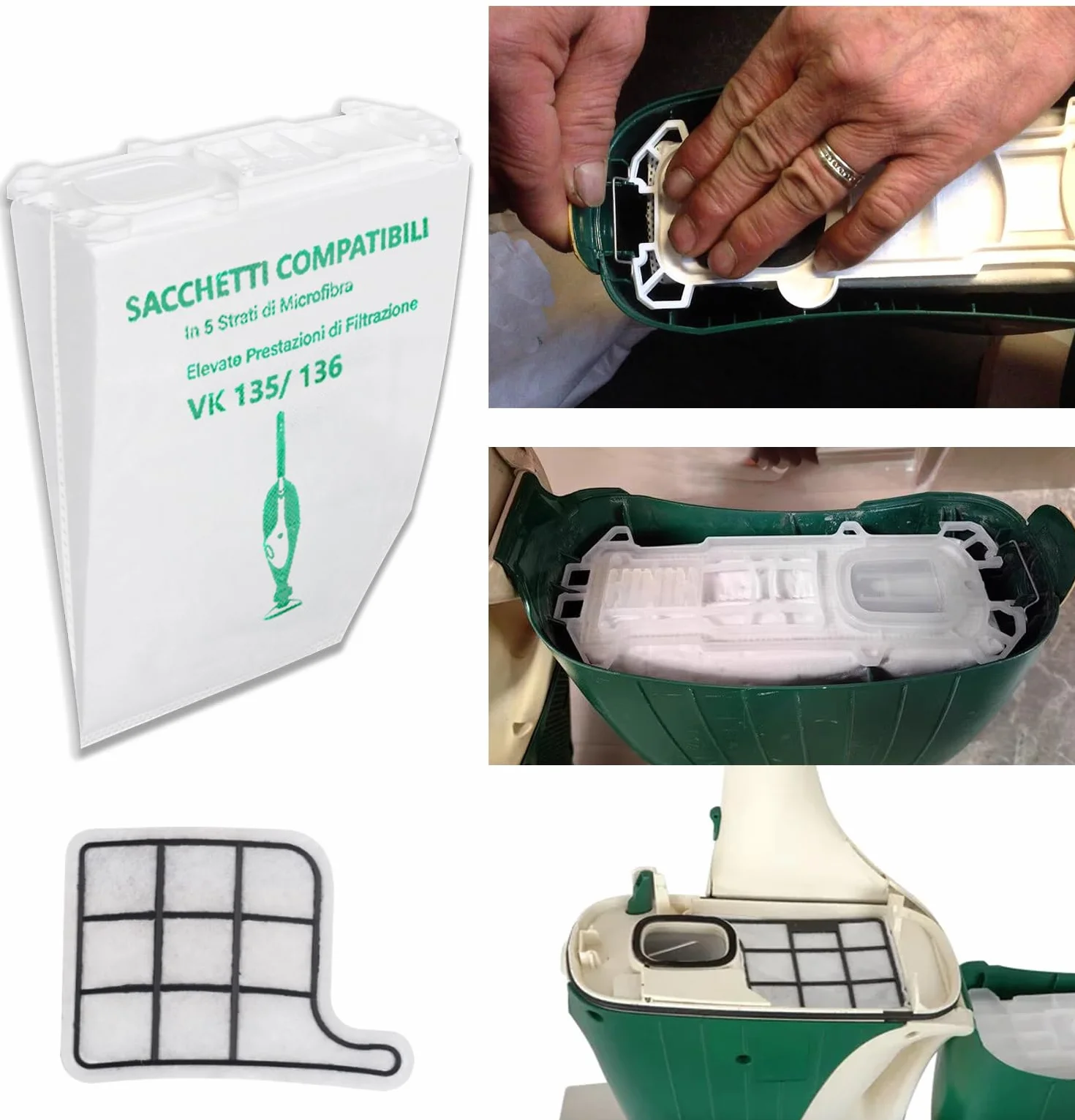 Worki do odkurzacza Vorwerk Folletto vk 135-136 (10 worków i filtrów)