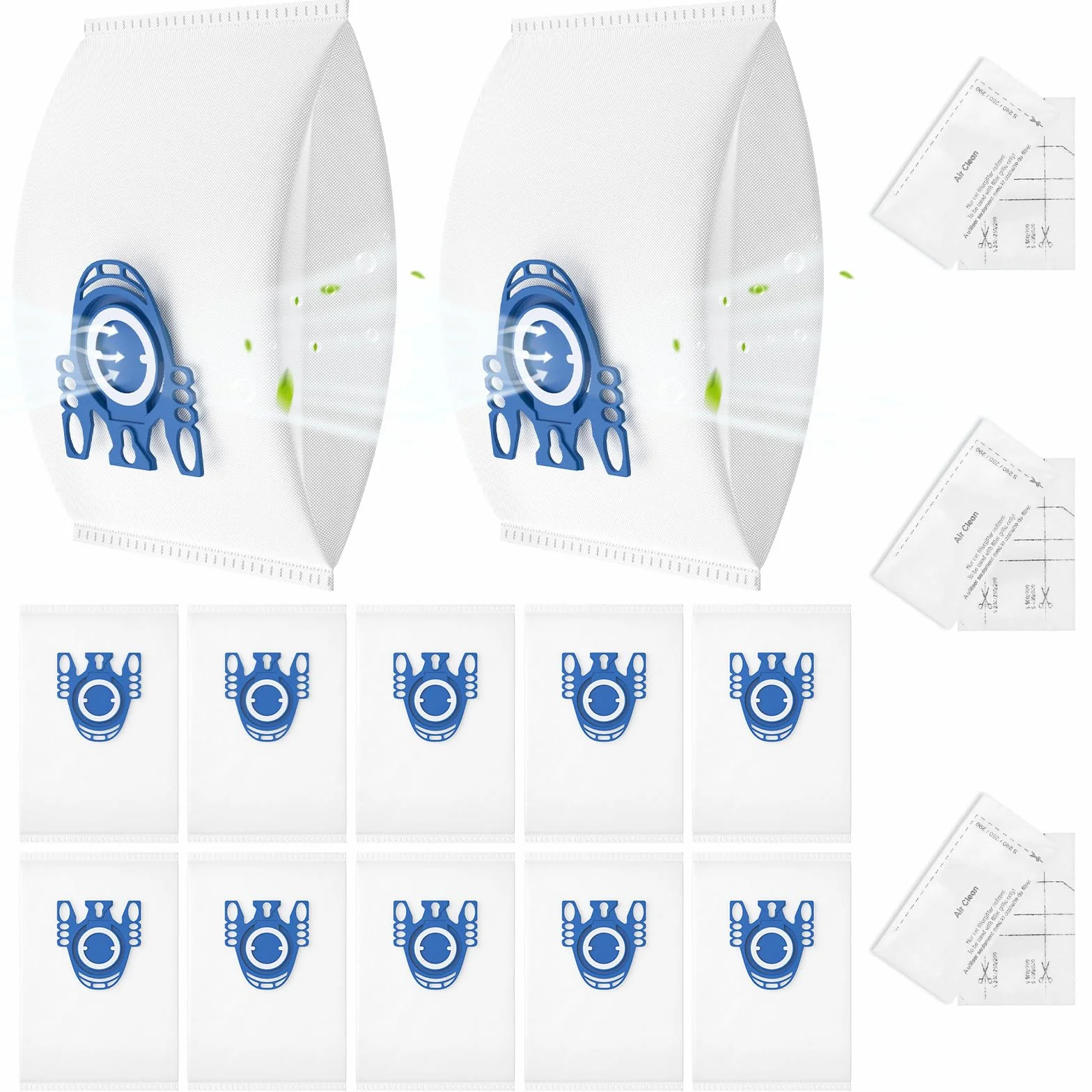 12 SZTUK Worek na kurz do odkurzaczy Miele seria GN S2 S4 S5 S6 S8, Complete C2/C3, Classic C1, S227, S240, S270, S400 z 3 filtrami ochronnymi silnika, 3 filtrami wylotowymi (9917730)