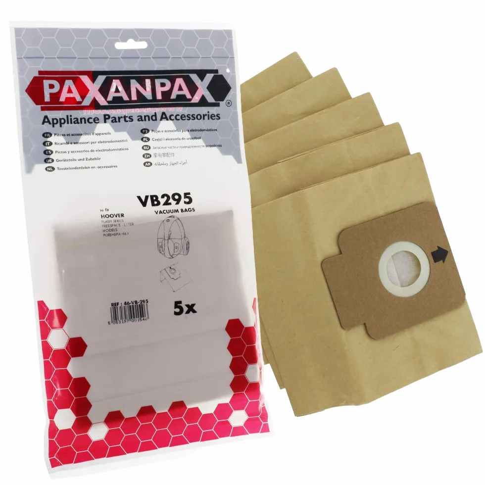Paxanpax VB295 Torby papierowe Hoover 'H64' Sprint, Freespace, Flash, seria Capture 5 sztuk