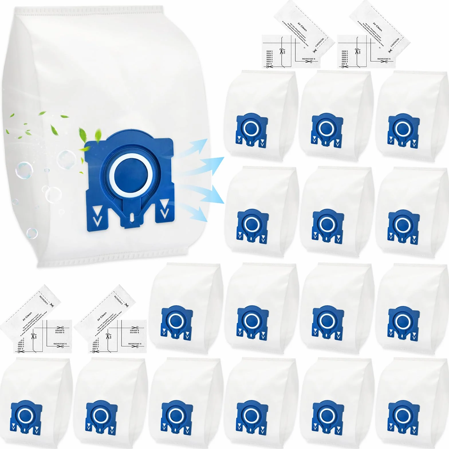 16 sztuk worków do odkurzacza Miele GN 3D Classic C1 Complete C2 C3, S227, S600, S5000 i S8000 Series Worki na kurz, wydajne worki z 4 filtrami powietrza wylotowego i 4 filtrami ochronnymi silnika