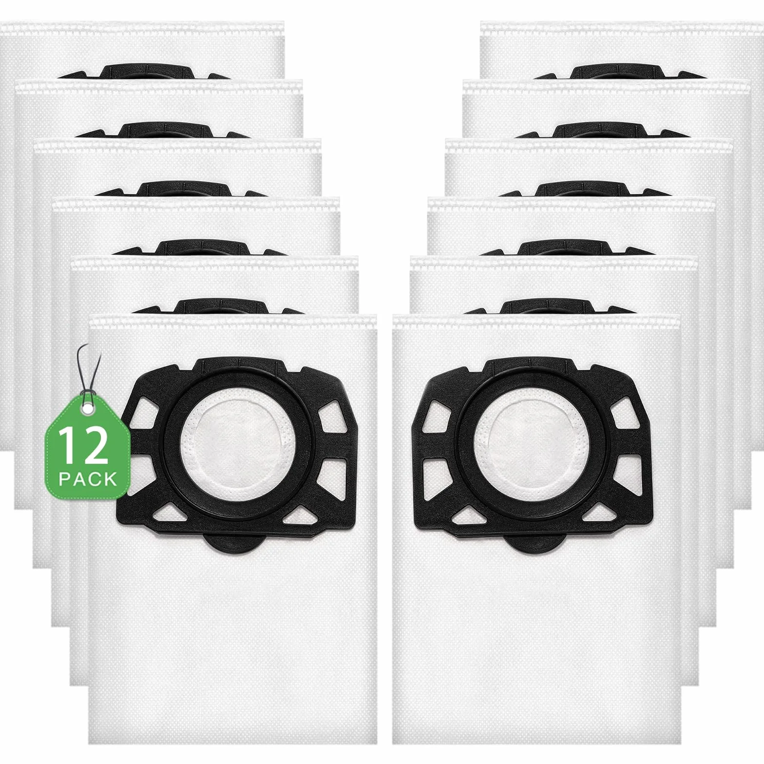 12 sztuk KFI 357 worków do odkurzacza Kärcher WD2Plus/WD3/KWD1 /KWD2/KWD3/MV3/WD3.200-WD3.800M/SE4001/SE4002, zastępuje 2.863-314.0, do odkurzaczy na mokro i sucho z osłoną z tworzywa sztucznego