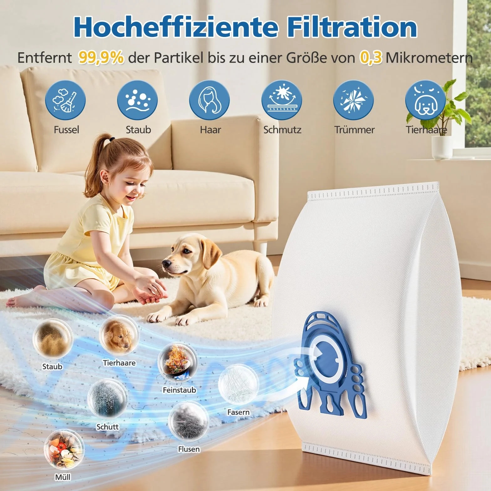 12 SZTUK Worek na kurz do odkurzaczy Miele seria GN S2 S4 S5 S6 S8, Complete C2/C3, Classic C1, S227, S240, S270, S400 z 3 filtrami ochronnymi silnika, 3 filtrami wylotowymi (9917730)