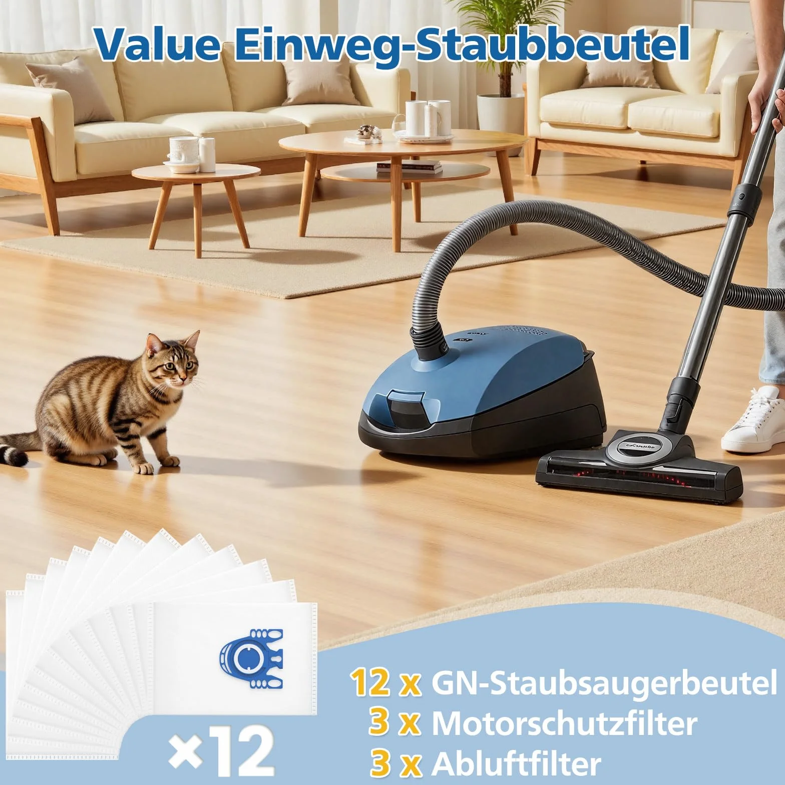12 SZTUK Worek na kurz do odkurzaczy Miele seria GN S2 S4 S5 S6 S8, Complete C2/C3, Classic C1, S227, S240, S270, S400 z 3 filtrami ochronnymi silnika, 3 filtrami wylotowymi (9917730)
