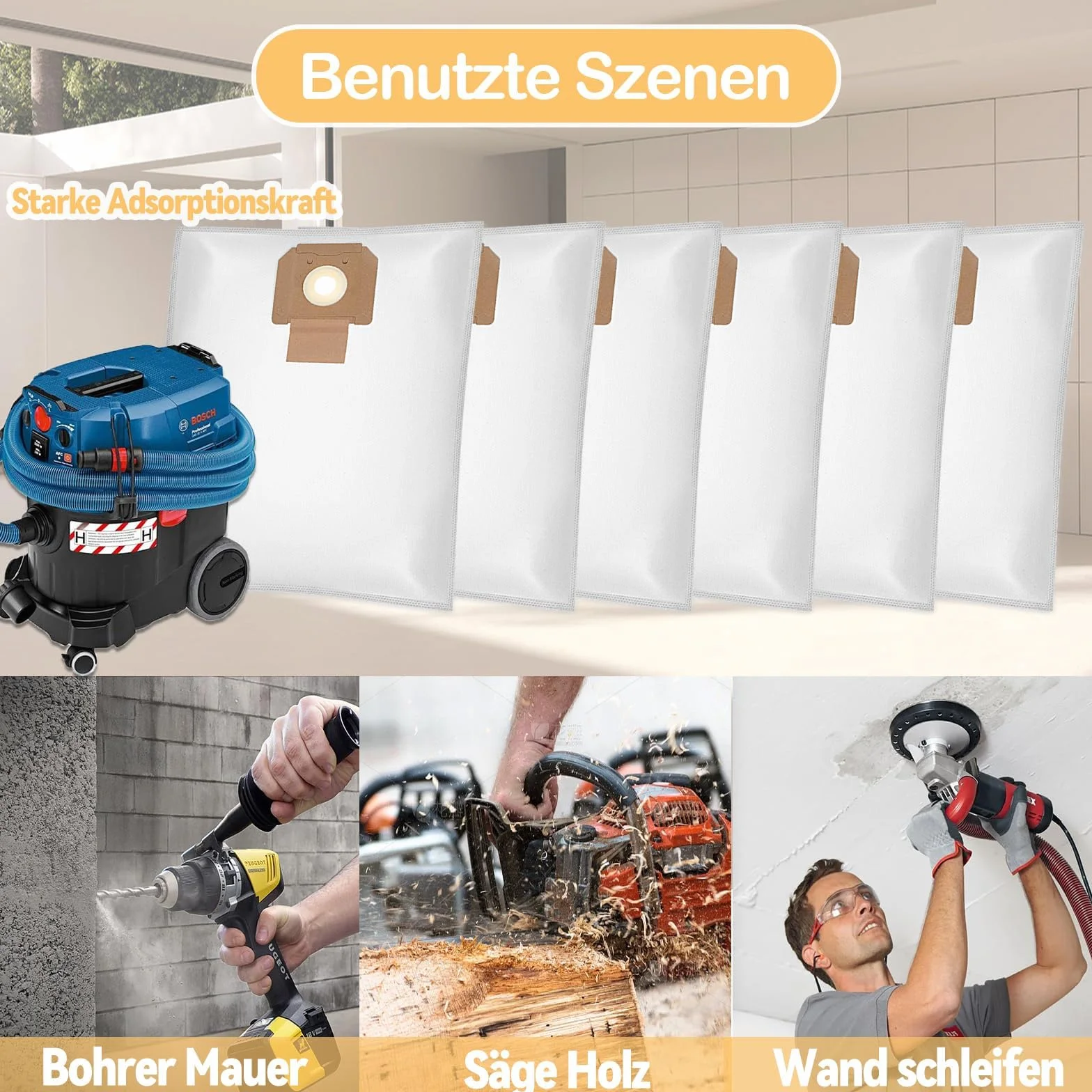 12 worków do odkurzacza Bosch GAS 35 M AFC/L AFC/L SFC+, Bosch Professional worek z włókniny filtr część zamienna 2607432037