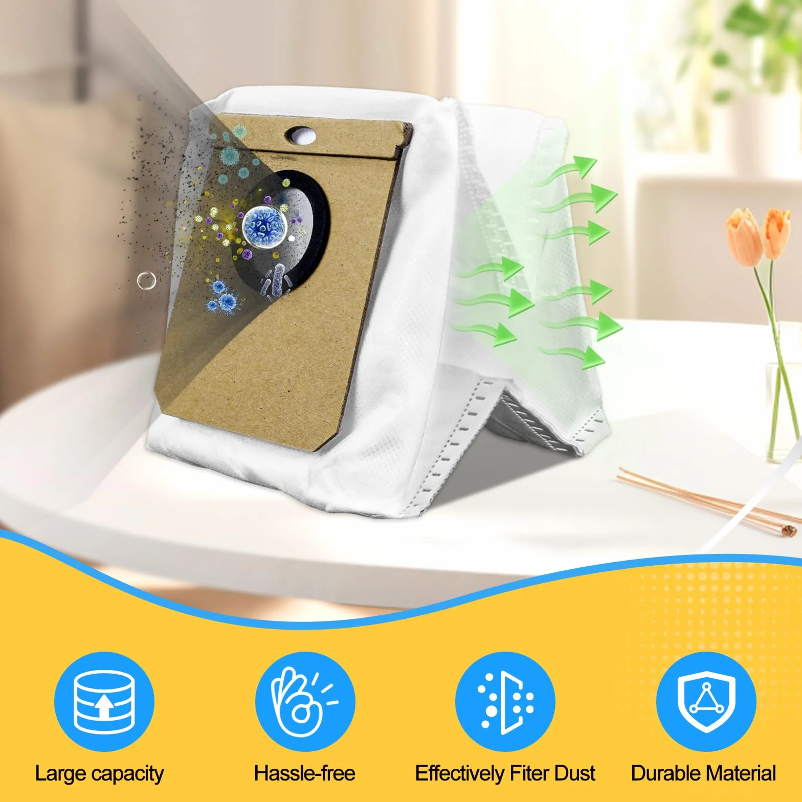 KEEPOW 6 sztuk do odkurzacza Eufy L60, worki na kurz akcesoria do Eufy Clean L60 SES / L60 Hybrid SES / L50 SES robot odkurzający, 2,5 l duża pojemność worków do odkurzacza do robota odkurzającego