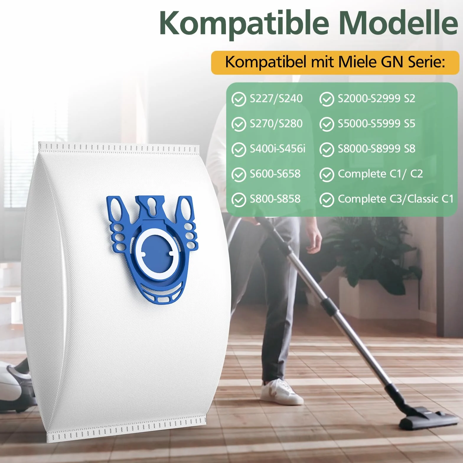 12 sztuk worków GN do odkurzacza Miele Classic C1, Complete C1, Complete C2, Complete C3, S227, S240, S270, S400, S2, S5, S8 Series odkurzacz z 3 filtrami ochronnymi silnika, 3 filtry powietrza