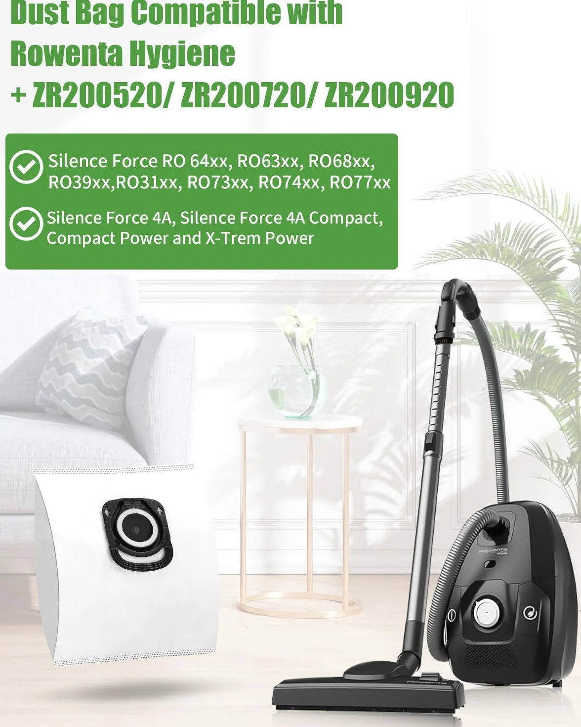 18 worków do odkurzacza Rowenta Hygiene + ZR200520 ZR200720 ZR200920, Rowenta Silence Force do Rowenta Compact Power, X-Trem Power i Silence Force (RO64xx, RO63xx, RO68xx, RO39xx,RO31xx）