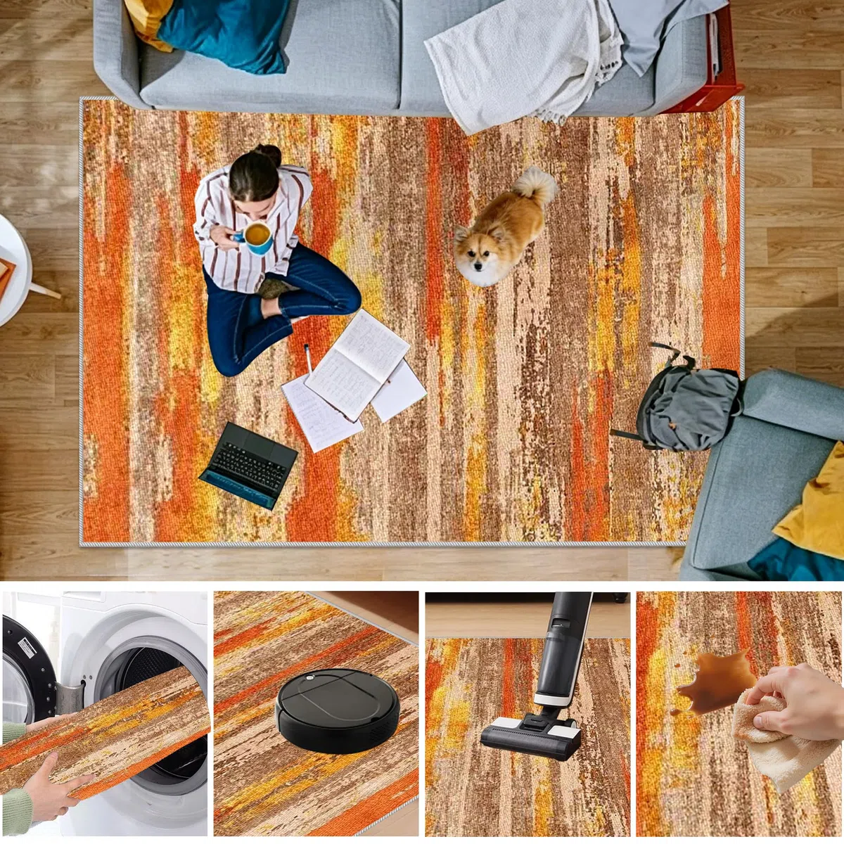 Dywan do salonu z krótkim włosiem, duży dywanik do sypialni 100 x 150 cm Antypoślizgowy dywan do przedpokoju zmywalny dywanik do salonu Dywaniki do kuchni, biura, wnętrz