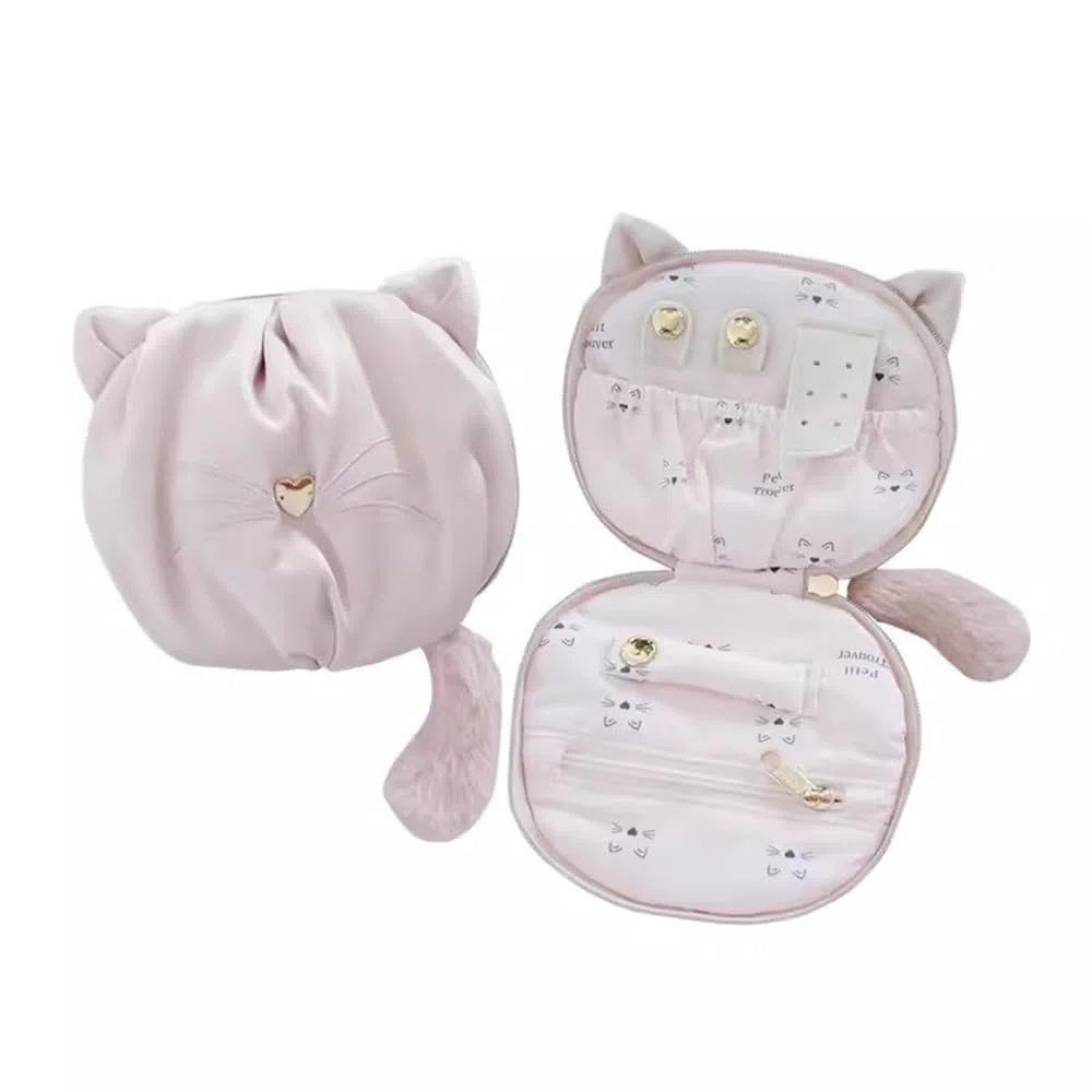 Torba podróżna na biżuterię/rolka, Torba na biżuterię Multicolor 12x11cm Na Pierścionki Naszyjniki Kolczyki(Pink)