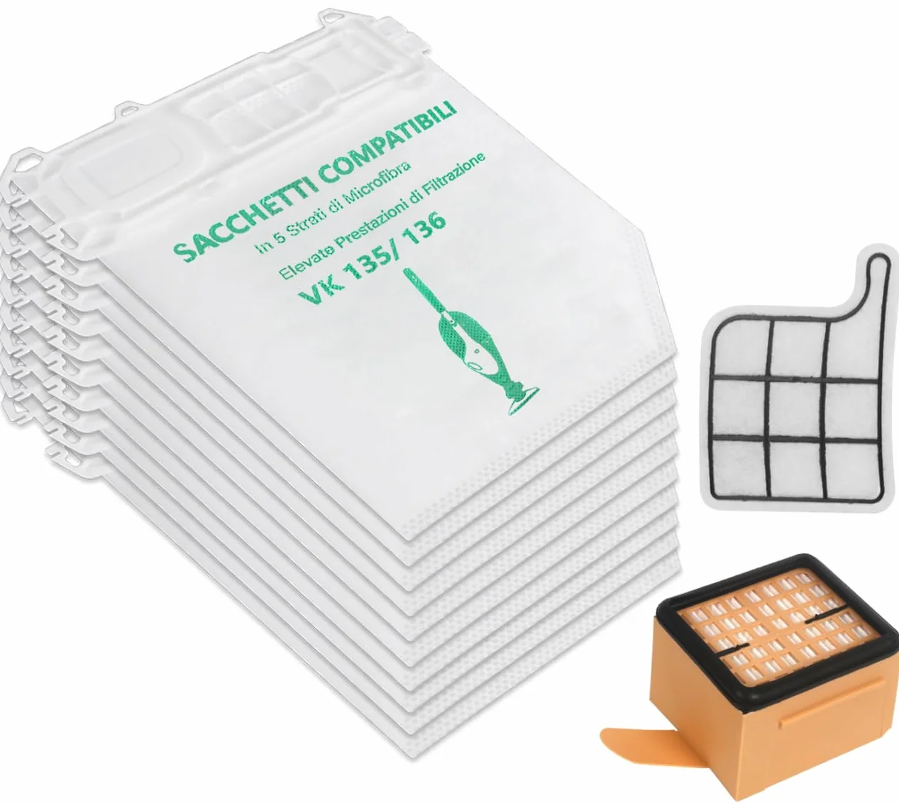 Worki do odkurzacza Vorwerk Folletto vk 135-136 (10 worków i filtrów)