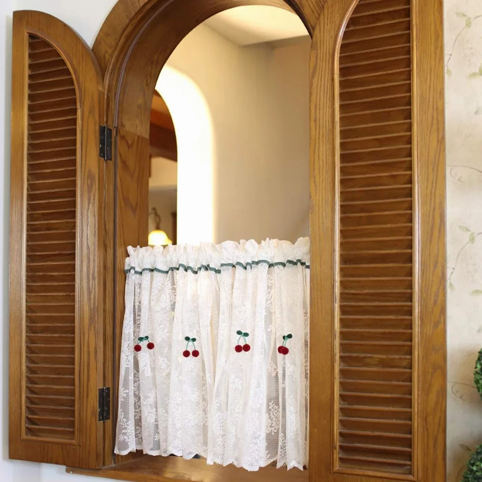 Krótkie zasłony, Zasłona Sheer Valance, krótka zasłona kuchenna, biała koronkowa(W x H 280x130cm)