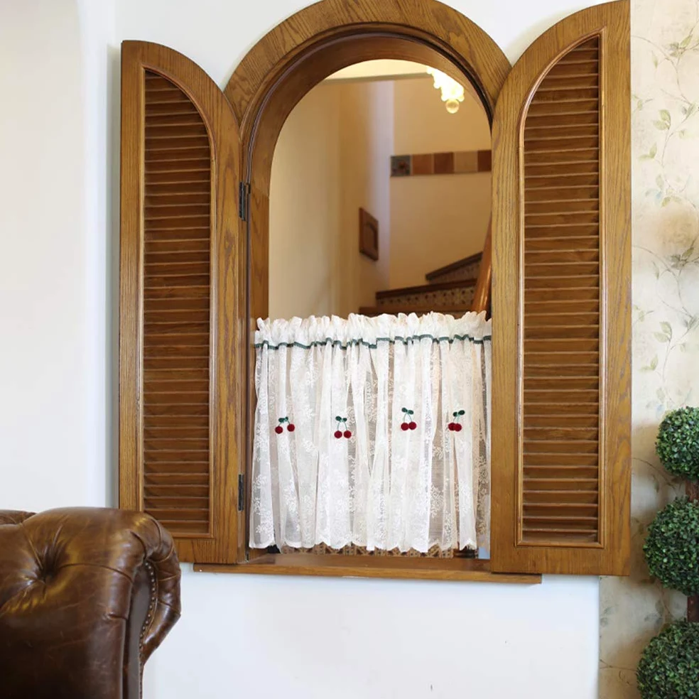 Krótkie zasłony, Zasłona Sheer Valance, krótka zasłona kuchenna, biała koronkowa(W x H 280x130cm)