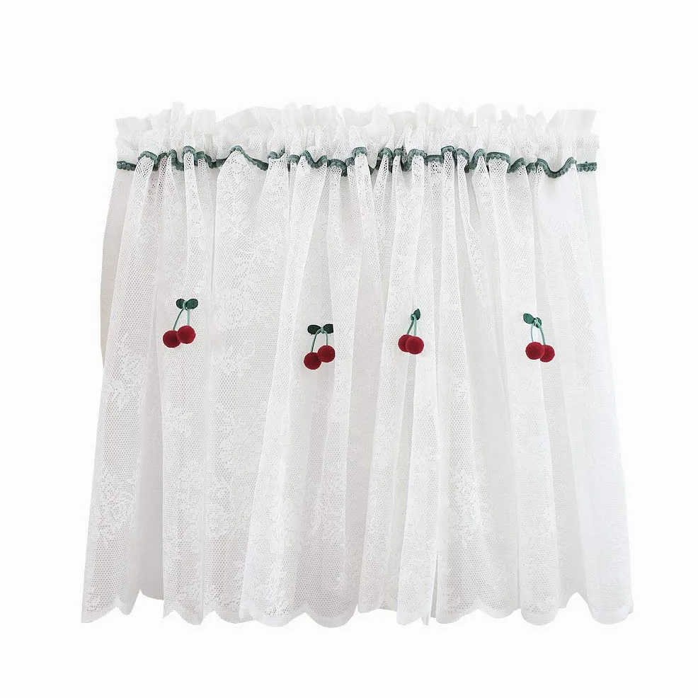 Krótkie zasłony, Zasłona Sheer Valance, krótka zasłona kuchenna, biała koronkowa(W x H 280x130cm)