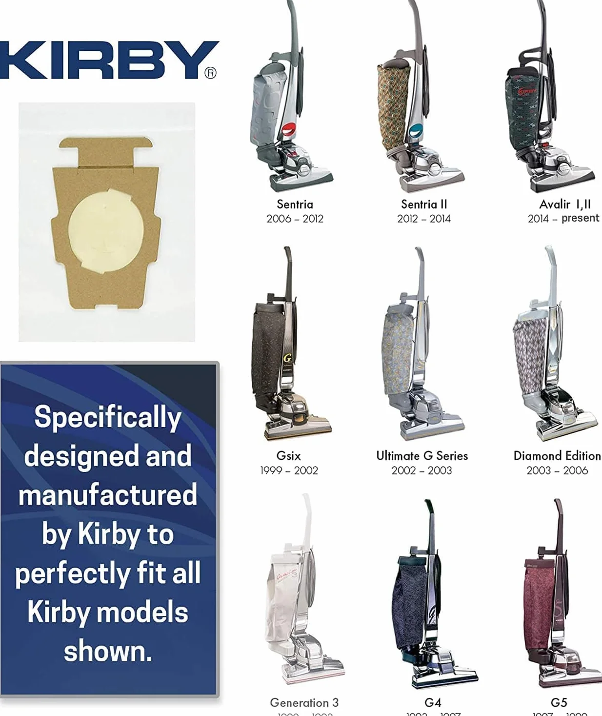 Kirby 204814 Micron Magic HEPA Filter Plus Torby, polipropylen, biały, 4 UK